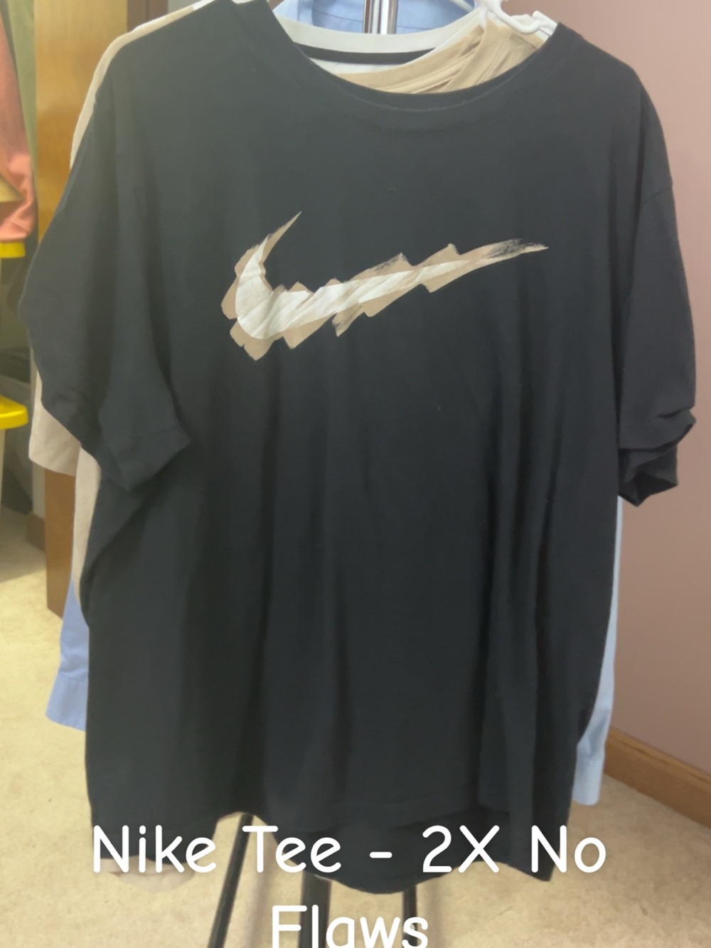 Nike Black Short-Sleeve Tee with Tan Brushstroke Swoosh